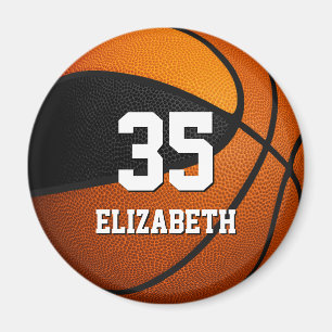 Schwarz-Orange-Mannschaft farbig Jungs Basketball Magnet