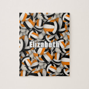 Schwarz-Orange-Mannschaft farbig Jungs-Volleyball