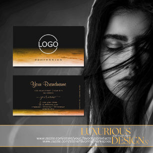 Schwarz-orange-Marmor-Muster mit Logos Moderne Visitenkarte