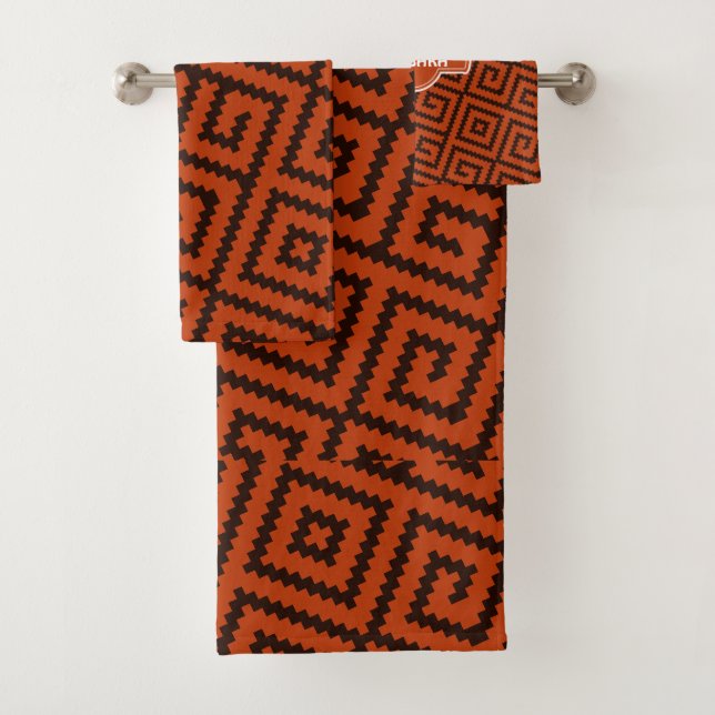 Schwarz-Orange-Minimalmuster Badhandtuch Set (Insitu)