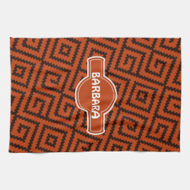 Schwarz-Orange-Minimalmuster Geschirrtuch