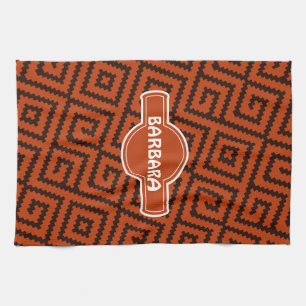 Schwarz-Orange-Minimalmuster Geschirrtuch