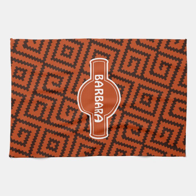 Schwarz-Orange-Minimalmuster Geschirrtuch (Horizontal)