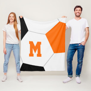 Schwarz-Orange oder Ihre Mannschaftsfarben Fußball Fleecedecke