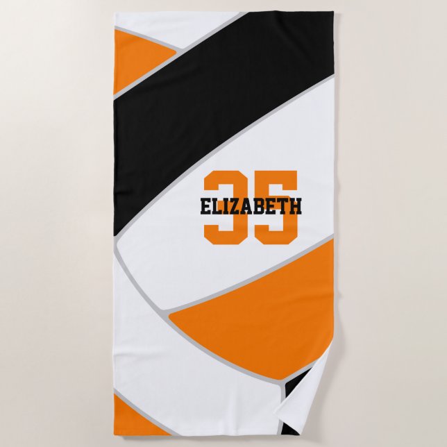 schwarz orange oder JEDE Farbe Volleyballspielerna Strandtuch (Vorderseite)