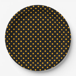 Schwarz Orange Polka Dot Pattern Halloween-Party Pappteller