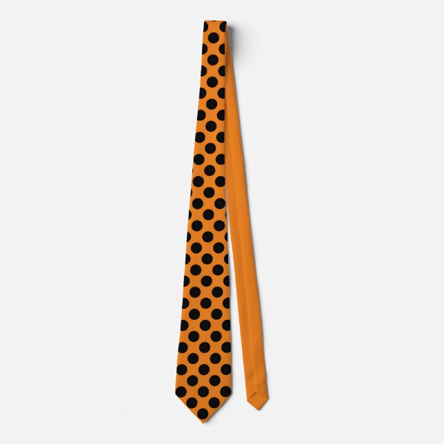 Schwarz-Orange-Polka-Punktmuster Krawatte (Vorderseite)