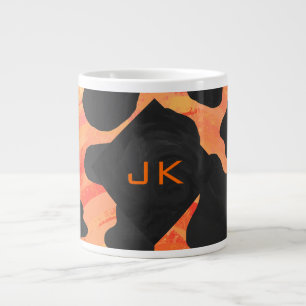 Schwarz-Orange-Print, Monogram-Kuh Jumbo-Tasse