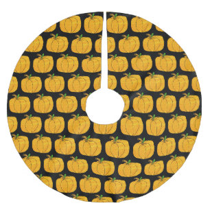 Schwarz-Orange Pumpkins Halloween-Baumrock Polyester Weihnachtsbaumdecke