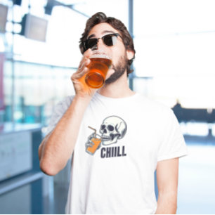 Schwarz-Orange-Skull-Illustration Chiill T - Shirt
