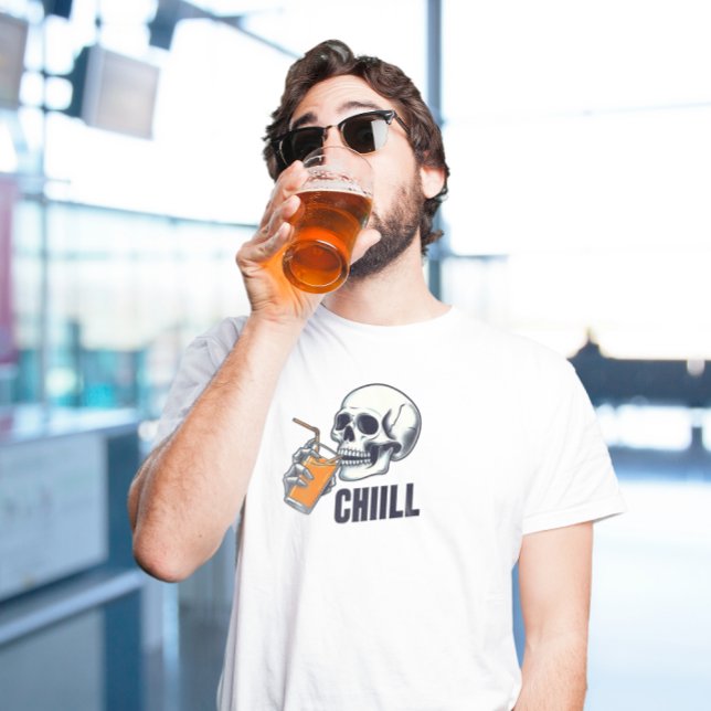Schwarz-Orange-Skull-Illustration Chiill T - Shirt (Von Creator hochgeladen)