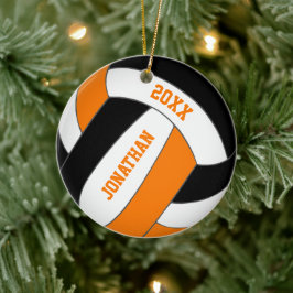 Schwarz-Orange-Sportmannschaft spielt Jungen Volle Keramik Ornament