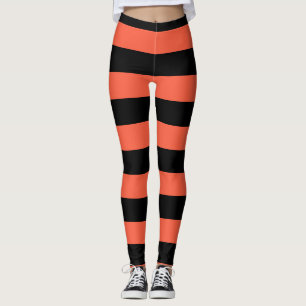 Schwarz & Orange Streifen Festliches Fun Halloween Leggings
