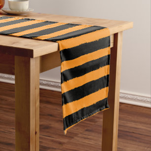 Schwarz-orange Streifen Kurzer Tischläufer