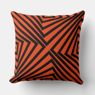 Schwarz-Orange-Streifenmuster - Drehkissenmuster Kissen