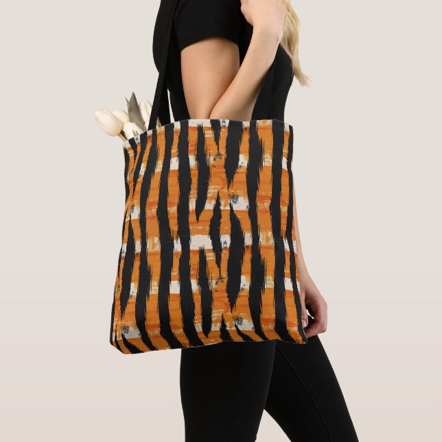 Schwarz-Orange-Streifenmuster Tasche (Von Nahem)