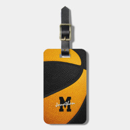 Schwarz-Orange Team Farben Sportgeschenke Basketba Gepäckanhänger