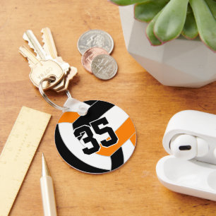 Schwarz-Orange-Volleyball-Mannschaftsfarben Schlüsselanhänger