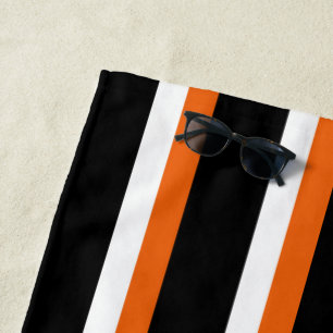 Schwarz Orange Weiß Gestreift Strandtuch