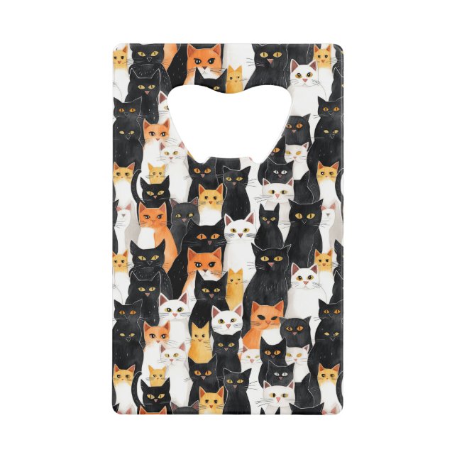 Schwarz-Orange-weiße Katzen Geldbeutel Flaschenöffner (Vorderseite)