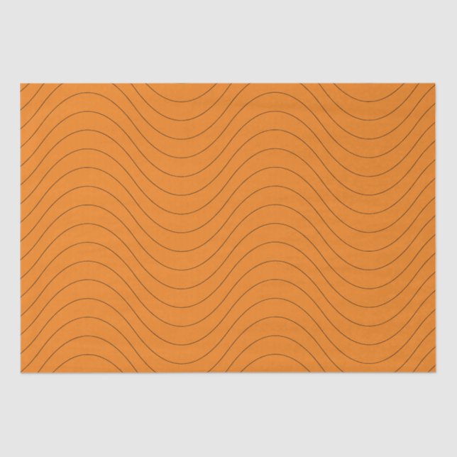 Schwarz-Orange-Wellenmuster Seidenpapier (Vorderseite)