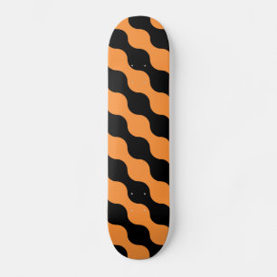 Schwarz, orangefarbene Retro-Kreise Kunstmuster Skateboard