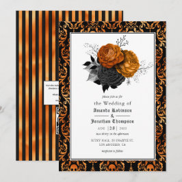 Schwarz-orangefarbenes Foto für Hochzeiten Einladung