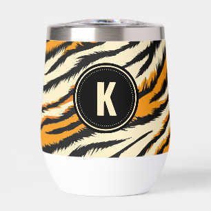 Schwarz-orangefarbenes Tiger-Muster-Monogramm