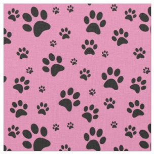 Schwarz-Paw-Druck auf Rosa Stoff