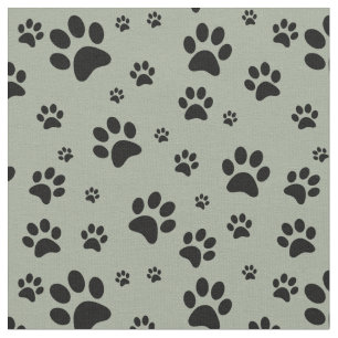 Schwarz-Paw-Druck auf Sage Green Stoff