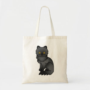 Schwarz-Persischer Niedlicher Cartoon Katze Illust Tragetasche