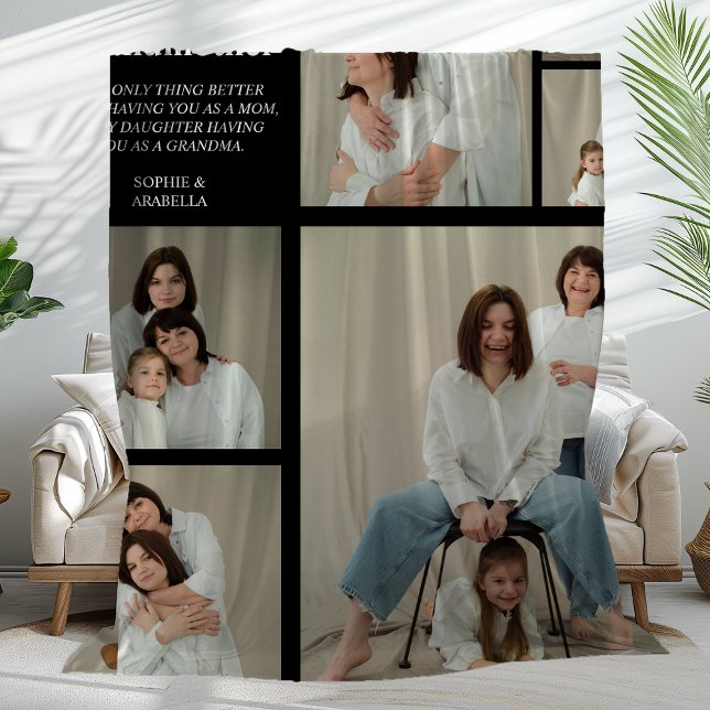 Schwarz Personalisiert Moderne Mama | 6 FOTO Fleecedecke (Von Creator hochgeladen)