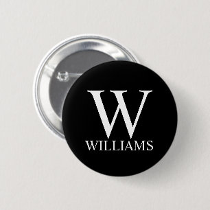 Schwarz-Personalisiert-Monogramm und Name Button