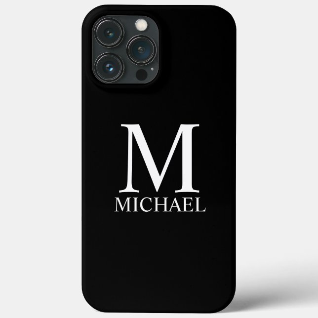 Schwarz-Personalisiert-Monogramm und Name Case-Mate iPhone Hülle (Rückseite)