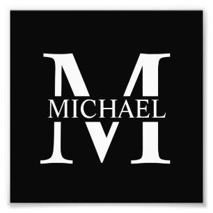 Schwarz-Personalisiert-Monogramm und Name Fotodruck
