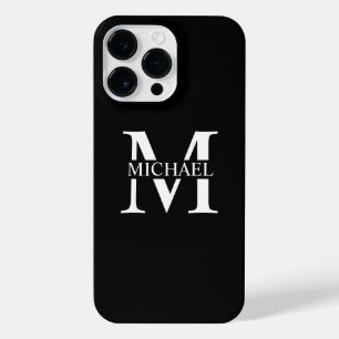 Schwarz-Personalisiert-Monogramm und Name iPhone 14 Pro Max Hülle