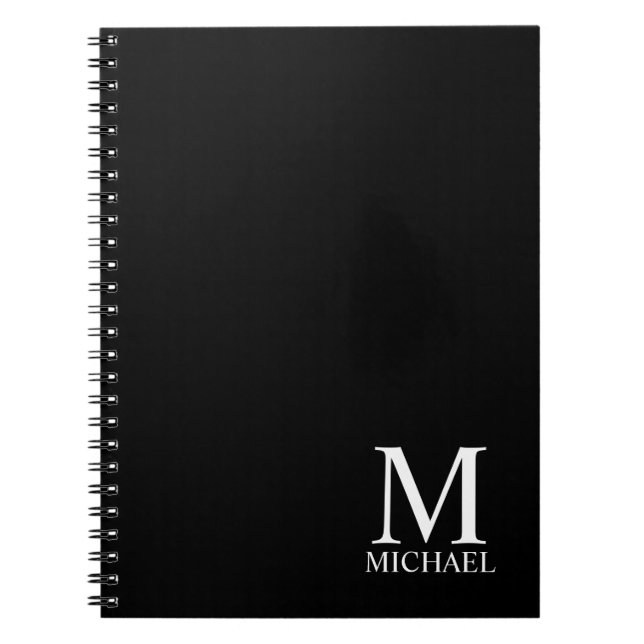 Schwarz-Personalisiert-Monogramm und Name Notizblock (Vorderseite)