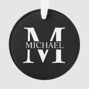 Schwarz-Personalisiert-Monogramm und Name Ornament