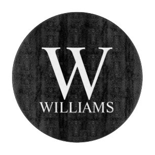 Schwarz-Personalisiert-Monogramm und Name Schneidebrett