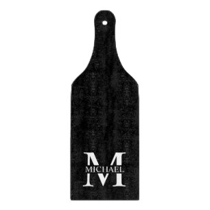 Schwarz-Personalisiert-Monogramm und Name Schneidebrett