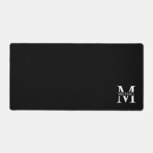 Schwarz-Personalisiert-Monogramm und Name Schreibtischunterlage