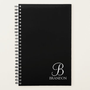 Schwarz-Personalisiert-Script-Monogramm und -Name Planer
