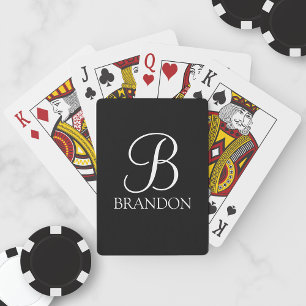 Schwarz-Personalisiert-Script-Monogramm und -Name Spielkarten