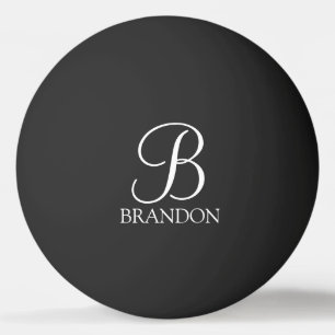 Schwarz-Personalisiert-Script-Monogramm und -Name Tischtennisball
