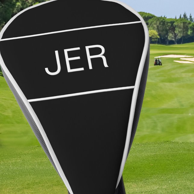 Schwarz | Personalisierte Monogramm-Initialen mode Golf Headcover (Von Creator hochgeladen)