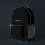 Schwarz | Personalisiertes Firmenlogo und Text Bedruckter Rucksack<br><div class="desc">Schwarz | Personalisiertes Firmenlogo und beruflich druckter Textrücksatz</div>