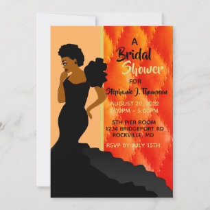 Schwarz-Pfirsich-gequiltete American Bridal Einladung