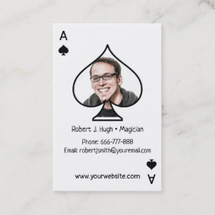 Schwarz-Pik-Ass-Poker-Foto-Vorlage Visitenkarte