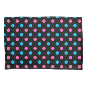 Schwarz Pink Blau Punkte Muster Kissenbezug