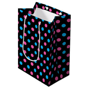 Schwarz Pink Blau Punkte Muster Mittlere Geschenktüte
